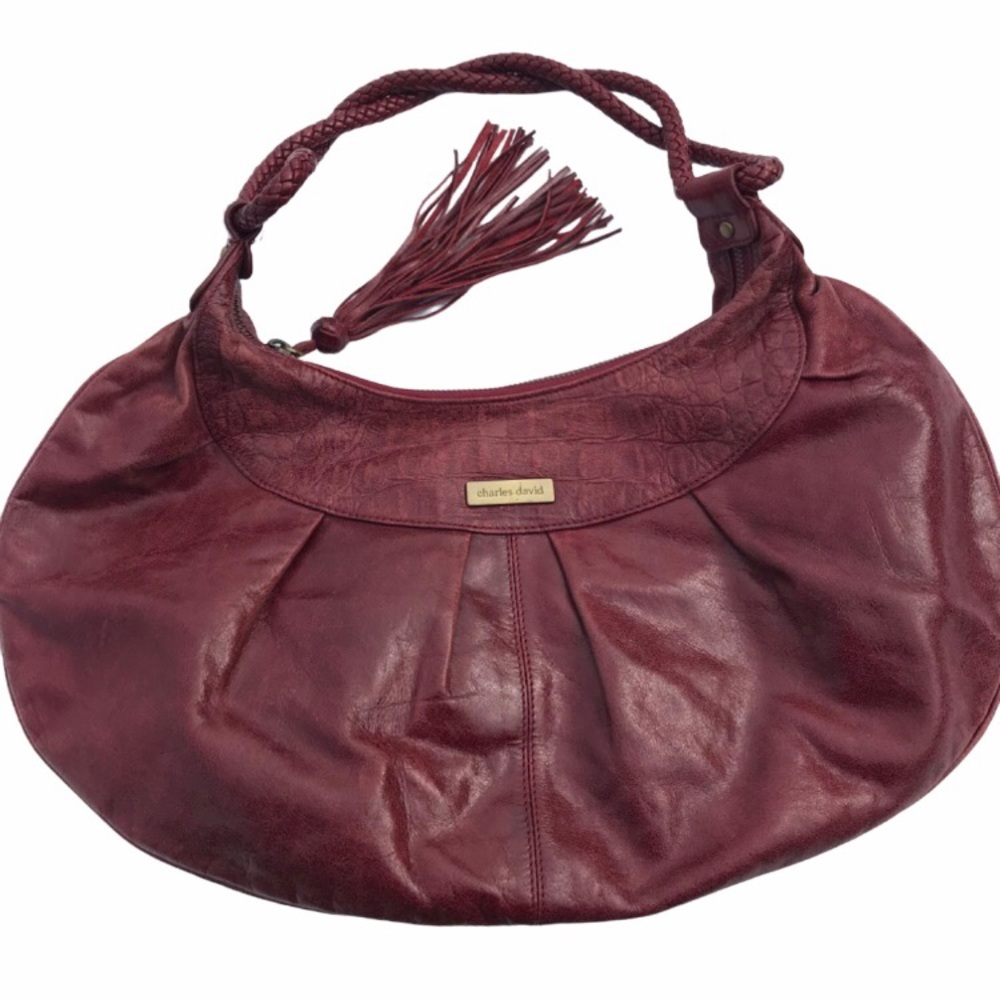 Charles David Burgundy Reptile Boho Bag Burgundy
